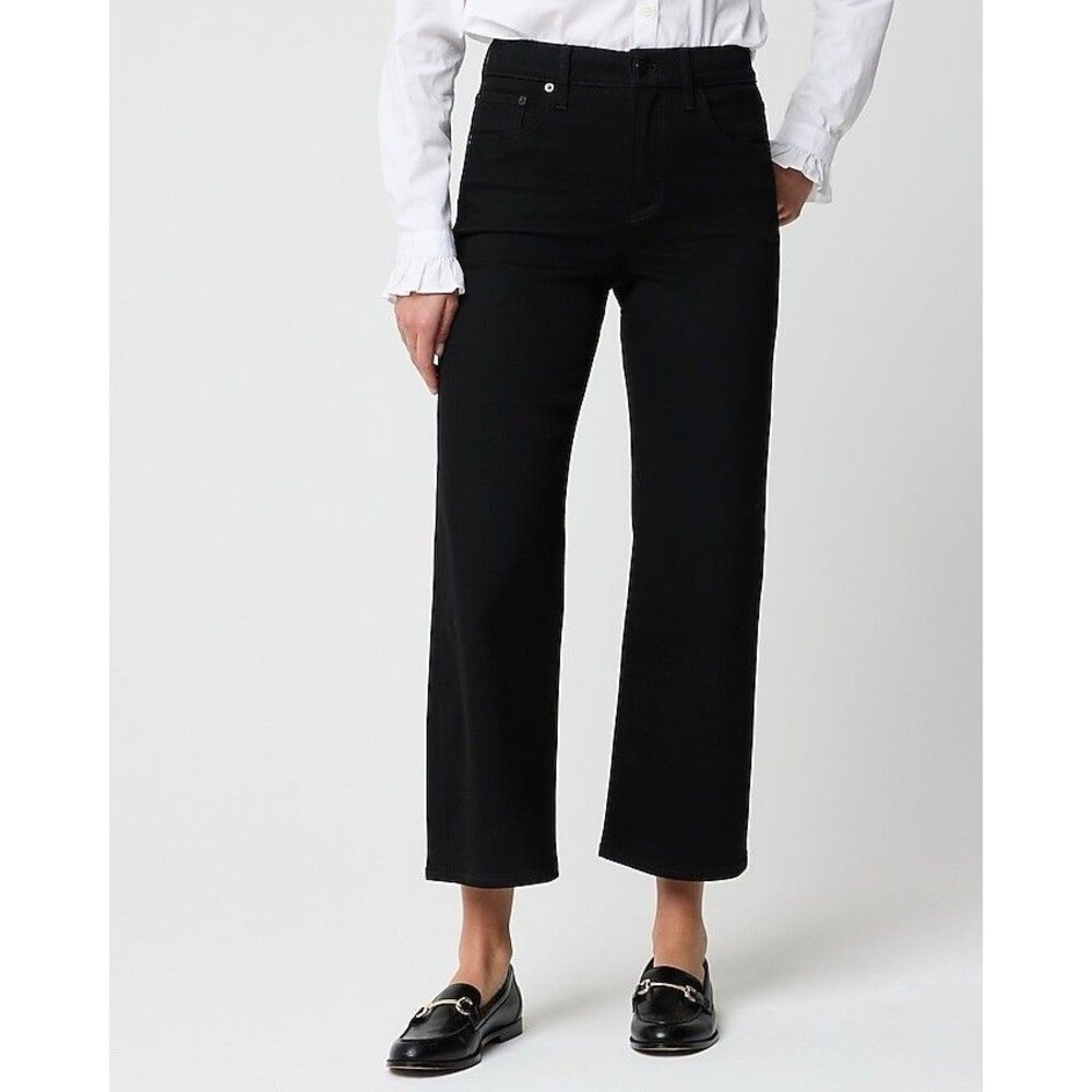 J.Crew Factory Petite black wide-leg cropped jean in all-day stretch  Size 28P